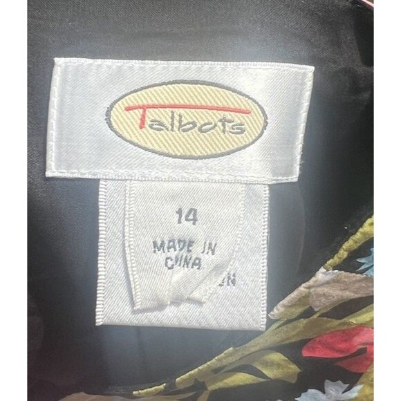 Talbots Black Tropical Floral Skirt Size 14 Knee Length Side Zipper - Picture 5 of 6